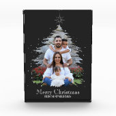 Trendy Merry kerstboom Silhouette Foto grijs (Voorkant)