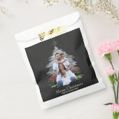 Trendy Merry kerstboom Silhouette Foto grijs Bedankzakje (Gezegeld)