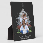 Trendy Merry kerstboom Silhouette Foto grijs Fotoplaat (Zijkant)