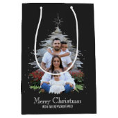 Trendy Merry kerstboom Silhouette Foto grijs Medium Cadeauzakje (Voorkant)