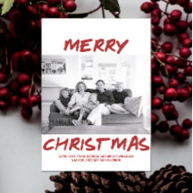 Trendy Merry-kerstfotokaart | Bourgogne