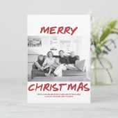 Trendy Merry-kerstfotokaart | Bourgogne Feestdagenkaart (Staand voorkant)