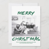 Trendy Merry-kerstfotokaart | Groen Feestdagenkaart (Voorkant)