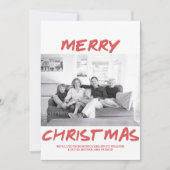 Trendy Merry-kerstfotokaart | Rood Feestdagenkaart (Voorkant)