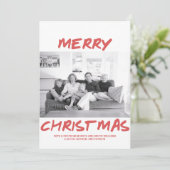 Trendy Merry-kerstfotokaart | Rood Feestdagenkaart (Staand voorkant)
