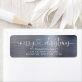 Trendy Merry Kerstkerkunsthart script Metal Silver Etiket (Insitu)