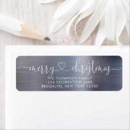 Trendy Merry Kerstkerkunsthart script Metal Silver Etiket