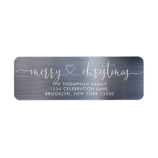 Trendy Merry Kerstkerkunsthart script Metal Silver Etiket (Voorkant)