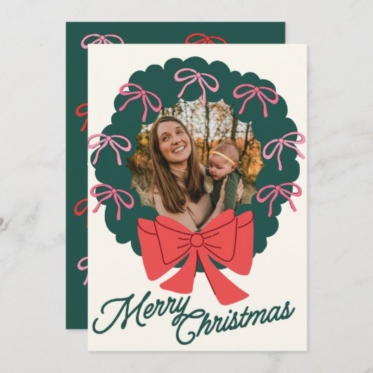 Trendy Merry Kerstmis Feestdagenkaart (Voorkant / Achterkant)