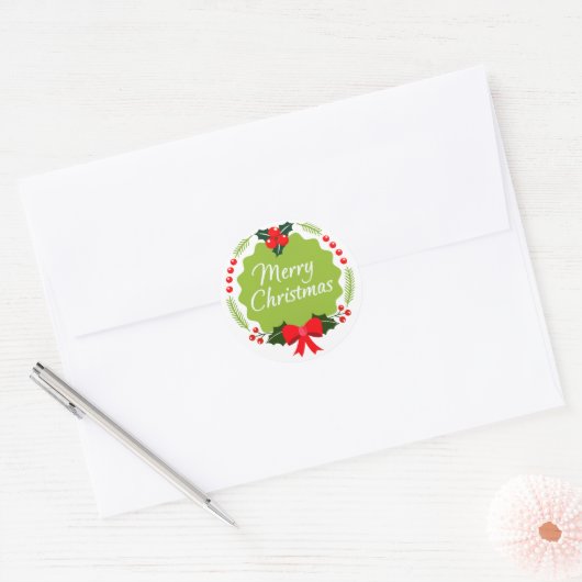 Trendy Merry Kerstmis Wreath Sticker (Envelop)