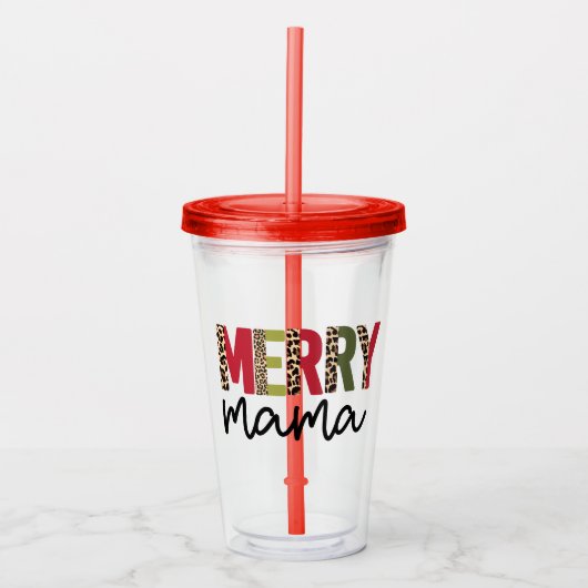 Trendy "Merry Mama" kerstvakantie Acryl Drinkbeker (Voorkant)