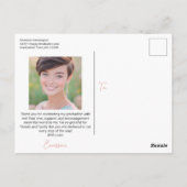 Trendy met de hand geschreven afstudeer bedankje briefkaart (Achterkant)