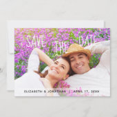 Trendy met de hand geschreven foto save the date kaart (Voorkant)