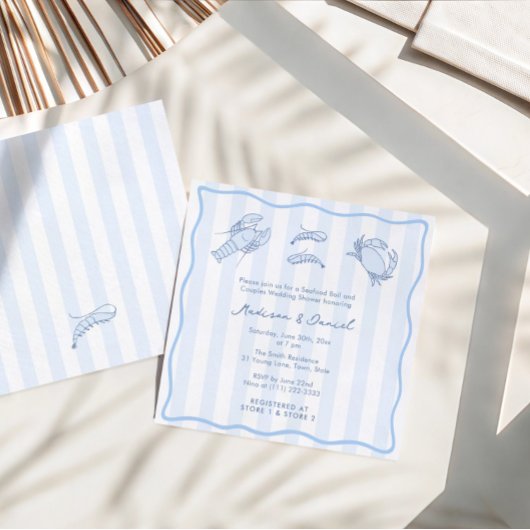 Trendy met de hand getekende zeebanket bruiloftssh kaart