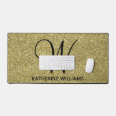 Trendy Metallic Glitter Goud Licht Monogrammed Bureaumat (Keyboard & Muis)