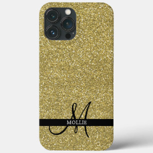 Trendy Metallic Glitter Goud Licht Monogrammed Case-Mate iPhone Case