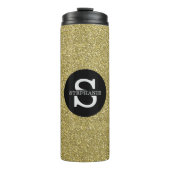 Trendy Metallic Glitter Goud Licht Monogrammed Thermosbeker (Voorkant)