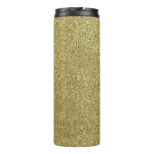 Trendy Metallic Glitter Goud Licht Monogrammed Thermosbeker (Achterkant)