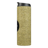 Trendy Metallic Glitter Goud Licht Monogrammed Thermosbeker (Geroteerd rechts)