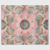 Trendy Metallic Gold en roze Mandala Design Cadeaupapier (Vlak)