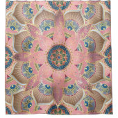 Trendy Metallic Gold en roze Mandala Design Douchegordijn (Voorkant)