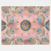 Trendy Metallic Gold en roze Mandala Design Fleece Deken (Voorkant (Horizontaal))