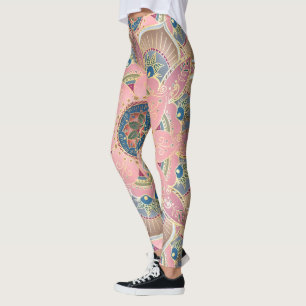 Trendy Metallic Gold en roze Mandala Design Leggings