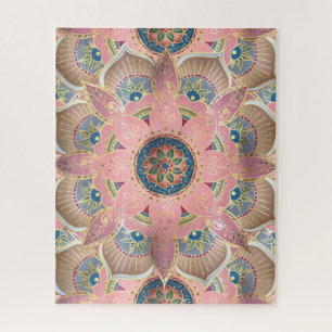 Trendy Metallic Gold en roze Mandala Design Legpuzzel