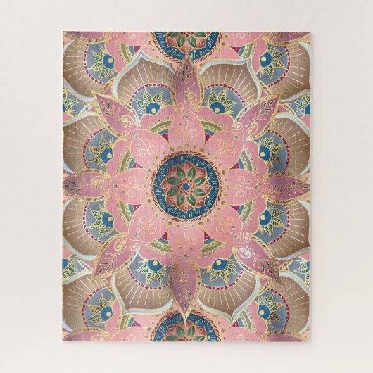 Trendy Metallic Gold en roze Mandala Design Legpuzzel (Verticaal)