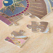 Trendy Metallic Gold en roze Mandala Design Legpuzzel (Zijkant)