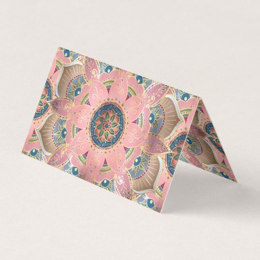 Trendy Metallic Gold en roze Mandala Design Visitekaartje (Achterkant)