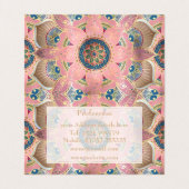 Trendy Metallic Gold en roze Mandala Design Visitekaartje (Binnenkant ongevouwen)