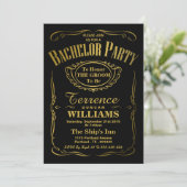 Trendy Metallic Gold Typography Bachelor Party Kaart (Staand voorkant)