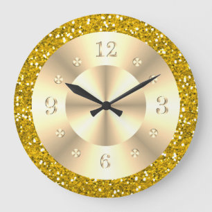 Trendy Metallic Goud Glitter Sparkle Glam  Grote Klok