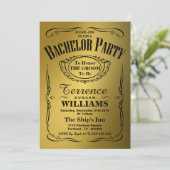 Trendy Metallic Gouden Typografie Bachelorfeest Kaart (Staand voorkant)