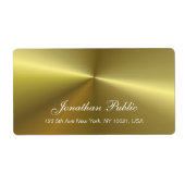 Trendy Metallic Gouden Uitzicht Elegante Script Sj Etiket (Voorkant)