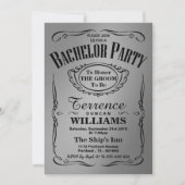 Trendy Metallic Silver Typography Bachelor Party Kaart (Voorkant)