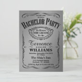 Trendy Metallic Silver Typography Bachelor Party Kaart (Staand voorkant)