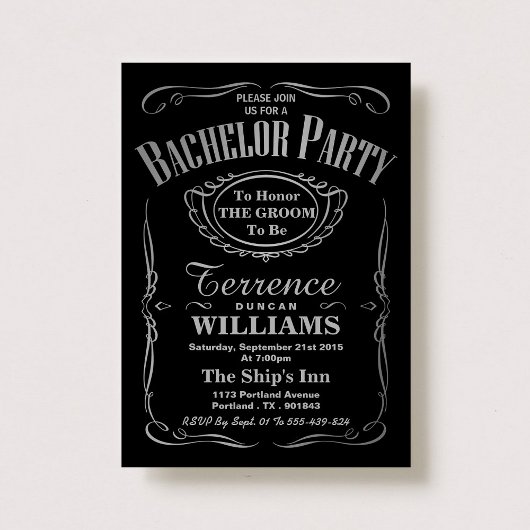 Trendy Metallic Zilver Lettertype Bachelorfeest Kaart