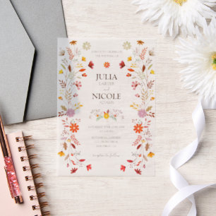 Trendy Mexicaanse Talavera Bloemrijke Fiesta Bruil Vellum Uitnodigingen