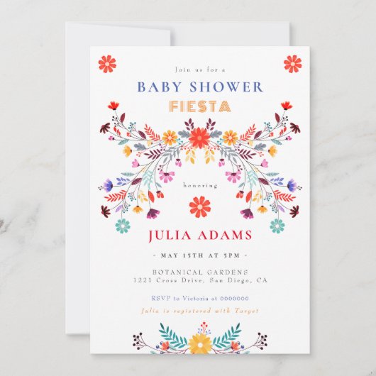 Trendy Mexicaanse Talavera Floral Fiesta Baby show Kaart (Voorkant)