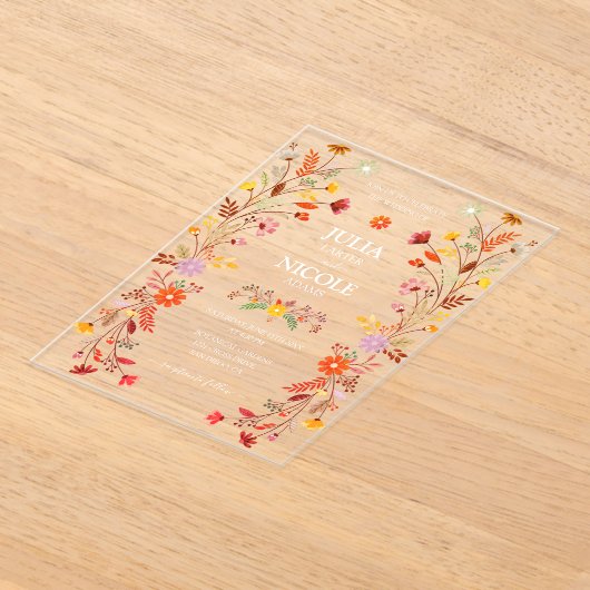 Trendy Mexicaanse Talavera Floral Fiesta bruiloft Acryl Uitnodigingen (Laagn)