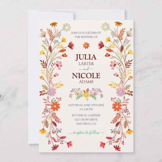 Trendy Mexicaanse Talavera Floral Fiesta bruiloft Kaart (Voorkant)