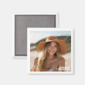 Trendy Minimaal Fotoontwerp met Jaar Magneet (Voorkant / Achterkant)