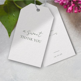 Trendy minimaal script bruiloft dank u cadeaulabel