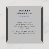 Trendy Minimaal Zilver & Mat Zwart Vierkante Visitekaartje (Achterkant)