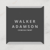 Trendy Minimaal Zilver & Mat Zwart Vierkante Visitekaartje (Voorkant)