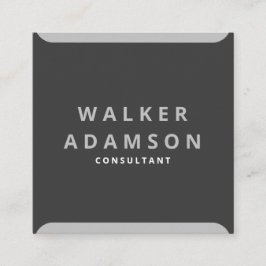 Trendy Minimaal Zilver & Mat Zwart Vierkante Visitekaartje