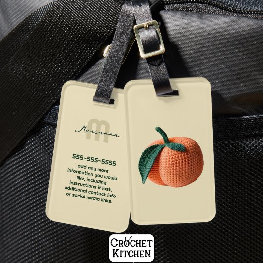 Trendy Minimal Moderne Amigurumi Haakperzik Bagagelabel