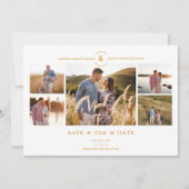 Trendy Minimal Navy/White 5 Multi Photos Collage Save The Date (Voorkant)
